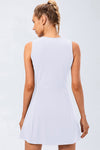 PACK267006-P1-1, White Solid Color Sleeveless Basic Active Mini Dress