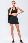 PACK265553-P2-1, Black High Waist Back Pleated Sports Mini Skirt