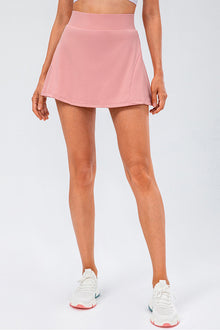  PACK265553-P4010-1, Peach Blossom High Waist Back Pleated Sports Mini Skirt
