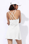 PACK267007-P1-1, White Strappy Back Sleeveless U Neck Sports Mini Dress