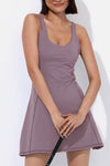 PACK267007-P8010-1, Rose Tan Strappy Back Sleeveless U Neck Sports Mini Dress