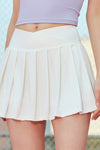 PACK265555-P1-1, White Cross Waist Pleated Sports Skirt with Pocket