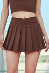 PACK265555-P7017-1, Chicory Coffee Cross Waist Pleated Sports Skirt with Pocket