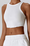 PACK264782-P1-1, White Ribbed Active Sports Cropped Tank Top