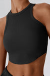 PACK264782-P2-1, Black Ribbed Active Sports Cropped Tank Top