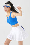 PACK265556-P1-1, White Waistband Pleated Pocketed Lining Active Skirt