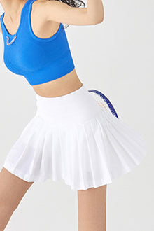  PACK265556-P1-1, White Waistband Pleated Pocketed Lining Active Skirt