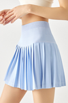 PACK265556-P304-1, Sky Blue Waistband Pleated Pocketed Lining Active Skirt