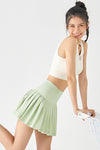 PACK265556-P2009-1, Meadow Mist Green Waistband Pleated Pocketed Lining Active Skirt