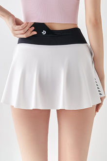  PACK265557-P1-1, White Colorblock Waistband Geo Print 2-in-1 Active Skirt