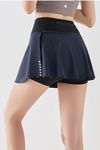 PACK265557-P605-1, Navy Blue Colorblock Waistband Geo Print 2-in-1 Active Skirt