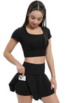 PACK265558-P2-1, Black High Waist Beck Zipper Pocket Ruffled Active Skirt