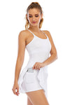 PACK267012-P1-1, White Spaghetti Straps U Neck Pocketed Active Dress