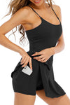 PACK267012-P2-1, Black Spaghetti Straps U Neck Pocketed Active Dress