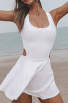 PACK267014-P1-1, White Crisscross Cut Out High Waist Workout Dress