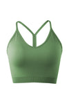 PACK264784-P2109-1, Fern Green Ribbed Spaghetti Strap V Neck Cropped Yoga Top