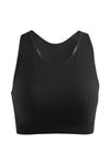 PACK264785-P2-1, Black Textured Racerback Slim Fit Cropped Sports Top
