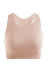 PACK264785-P1010-1, Light Pink Textured Racerback Slim Fit Cropped Sports Top