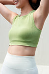 PACK264785-P1109-1, Grass Green Textured Racerback Slim Fit Cropped Sports Top