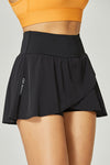 PACK265559-P2-1, Black Wrapped Pleated Lined Active Skirt