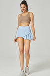 PACK265559-P304-1, Sky Blue Wrapped Pleated Lined Active Skirt
