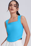 PACK264789-P305-1, Blue Square Neck Ruched Side Active Tank