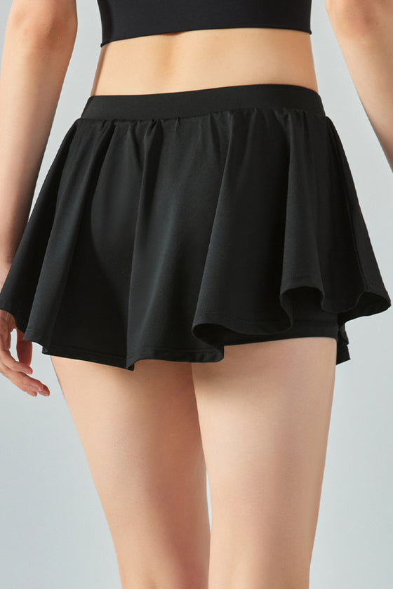 PACK265560-P2-1, Black Elastic Waist Mini Active Skirt