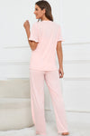 PACK15978-P2010-1, Apricot Pink Buttoned Tee and Wide Leg Pants Lounge Set