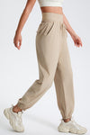 PACK265565-P1015-1, Oatmeal Drawstring Wide Waistband Athletic Active Joggers