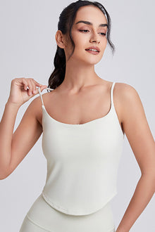  PACK264791-P1-1, White Solid/Floral Spaghetti Straps U Neck Active Tank Top