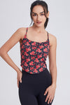 PACK264791-P320-1, Red Solid/Floral Spaghetti Straps U Neck Active Tank Top