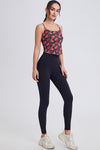 PACK264791-P320-1, Red Solid/Floral Spaghetti Straps U Neck Active Tank Top