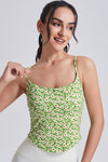 PACK264791-P920-1, Green Solid/Floral Spaghetti Straps U Neck Active Tank Top