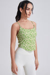 PACK264791-P920-1, Green Solid/Floral Spaghetti Straps U Neck Active Tank Top