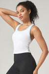 PACK264792-P1-1, White Sleeveless Color Block Trim Racerback Active Tank Top