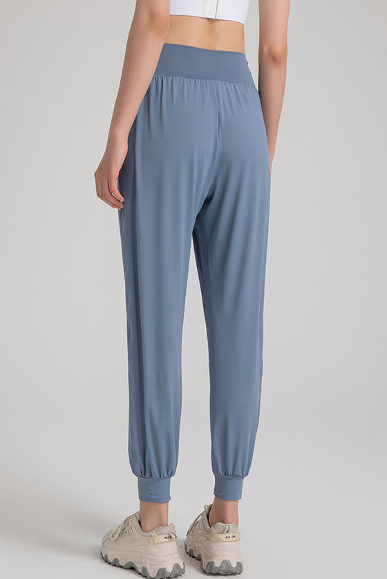 PACK265567-P604-1, Ashleigh Blue Solid Color High Waist Active Harem Pants