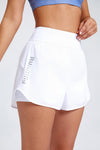 PACK265566-P1-1, White Running High Waist Fake Two Piece Sports Shorts