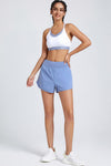 PACK265566-P304-1, Sky Blue Running High Waist Fake Two Piece Sports Shorts