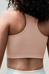 PACK264785-P1010-1, Light Pink Textured Racerback Slim Fit Cropped Sports Top