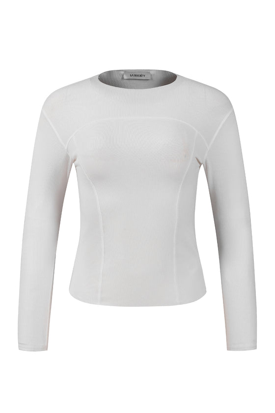 Solid Ribbed Long Sleeve Athleisure Top
