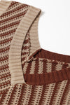 Contrast Chevron Knit V Neck Sweater Vest