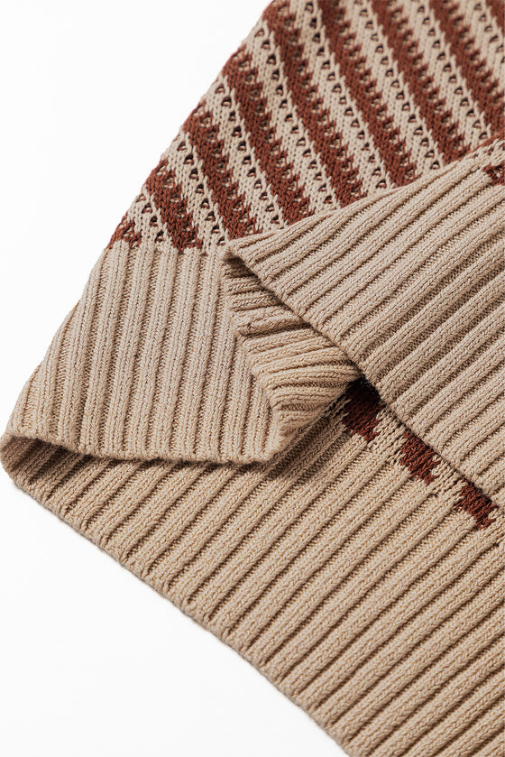 Contrast Chevron Knit V Neck Sweater Vest