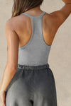 Solid Color V Neck Racerback Active Tank Top