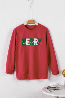  Chenille MERRY Christmas Raglan Sleeve Sweatshirt