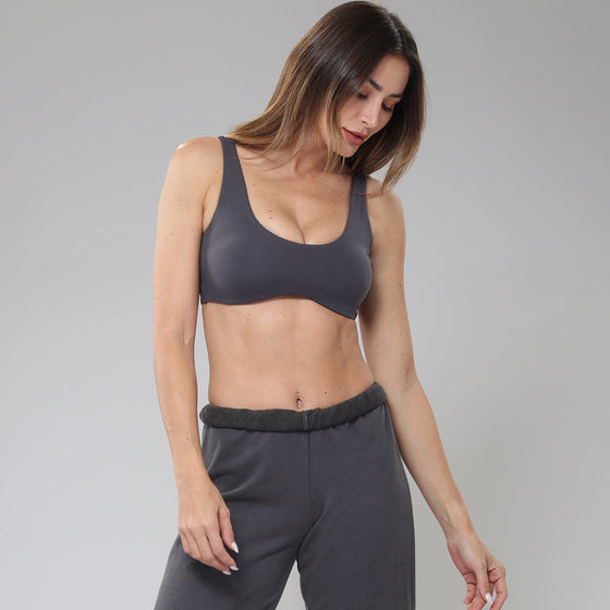 BODYGO BRUSHED SCOOPED SPORTS BRA(BDG034_Charcoal)