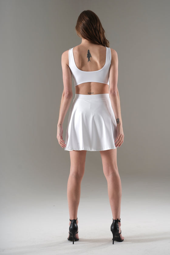 White Cut-Out Nylon Tennis Dress (LA-TD002_WHITE)