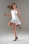 White Cut-Out Nylon Tennis Dress (LA-TD002_WHITE)
