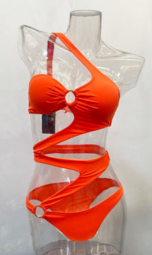  Orange Cut-Out Wrap-Around Strap Bathing Suit (HT8007_ORANGE)