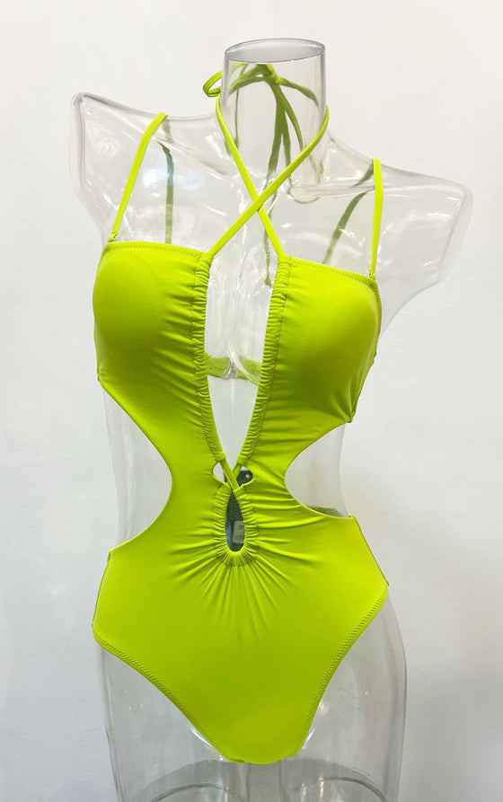 Lime Cut-Out Bathing Suit (HT8015_LIME)