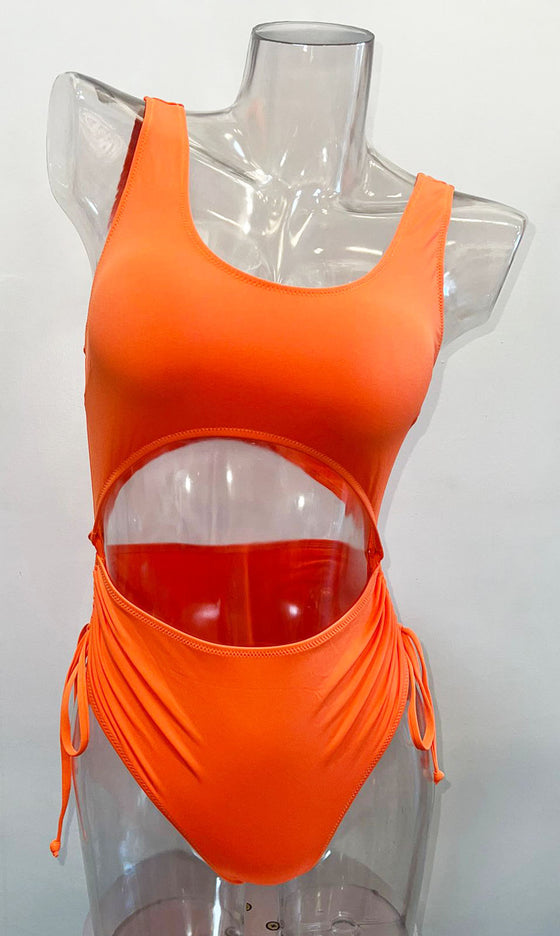 Orange Cut-Out Bathing Suit (HT8031_ORANGE)